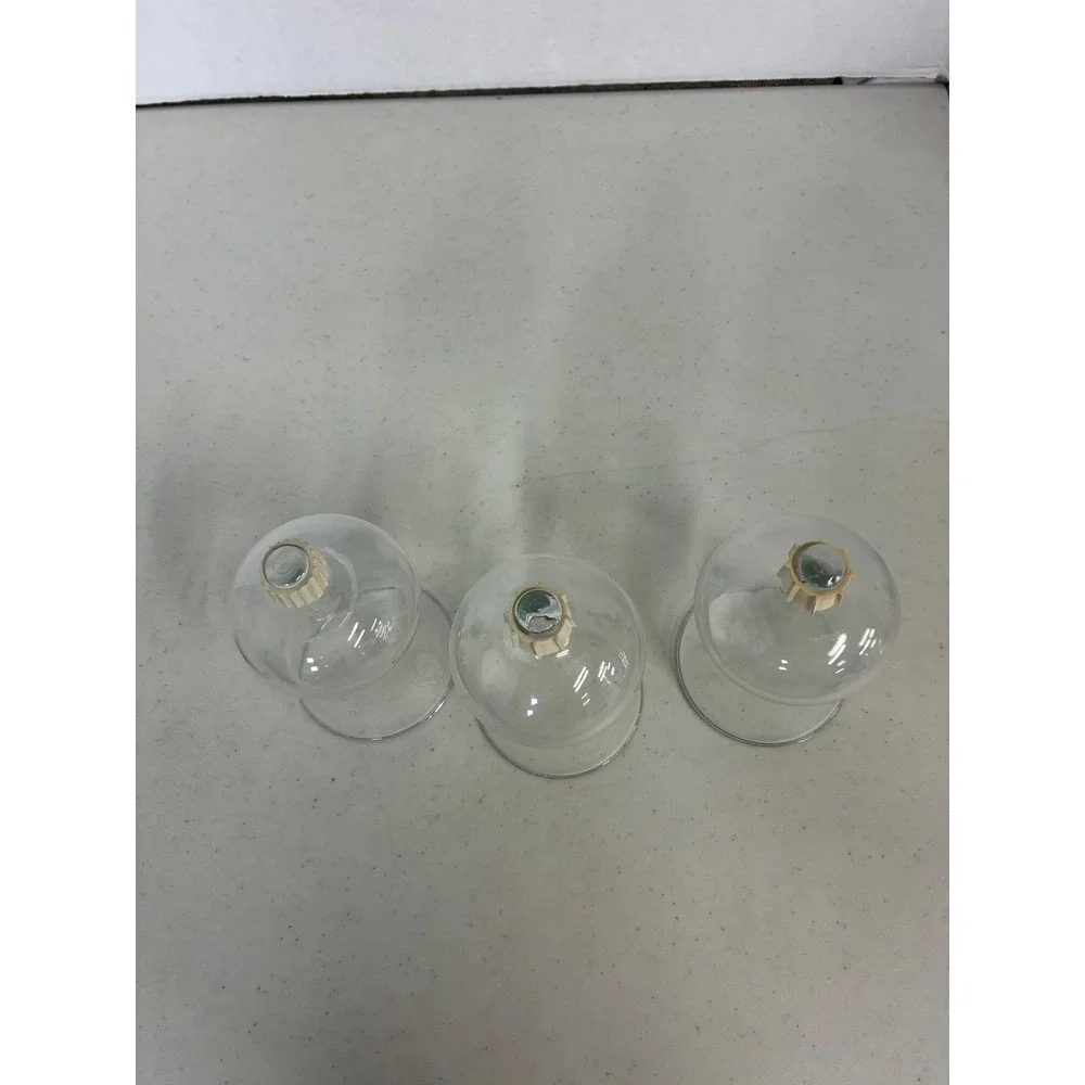 Set of 3 Clear Glass Hurricane Votive Peg Candle Holder Sconce Replacement Cups